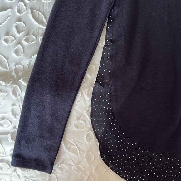 NWT LOFT Long Sleeve Top with Polka Dot Hem - Picture 2 of 4